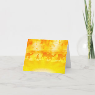Desert Camel Caravan Sunburst Note Card