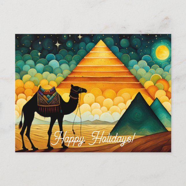Desert Camel Egyptian Pyramids  Postcard (Front)