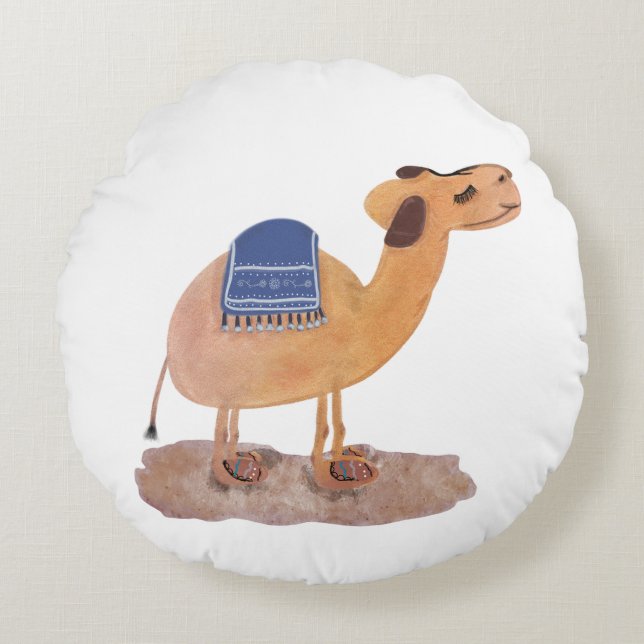 Desert Camel Round Pillow (Front)