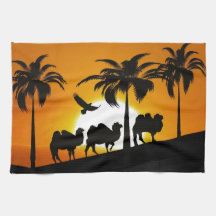 Desert Camels at sunset