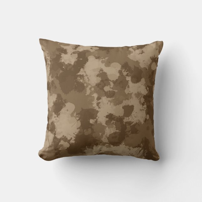 Desert Camo Paint Splatter Throw Pillow (Front)