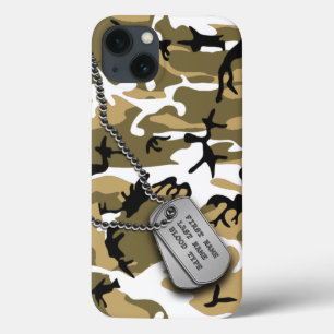 Desert Camo w/ Dog Tag iPhone 13 Case
