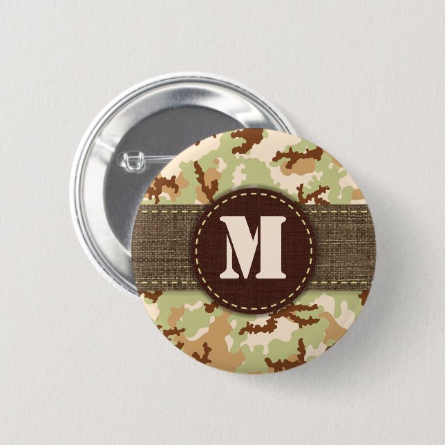 Desert camouflage 2 inch round button (Front & Back)