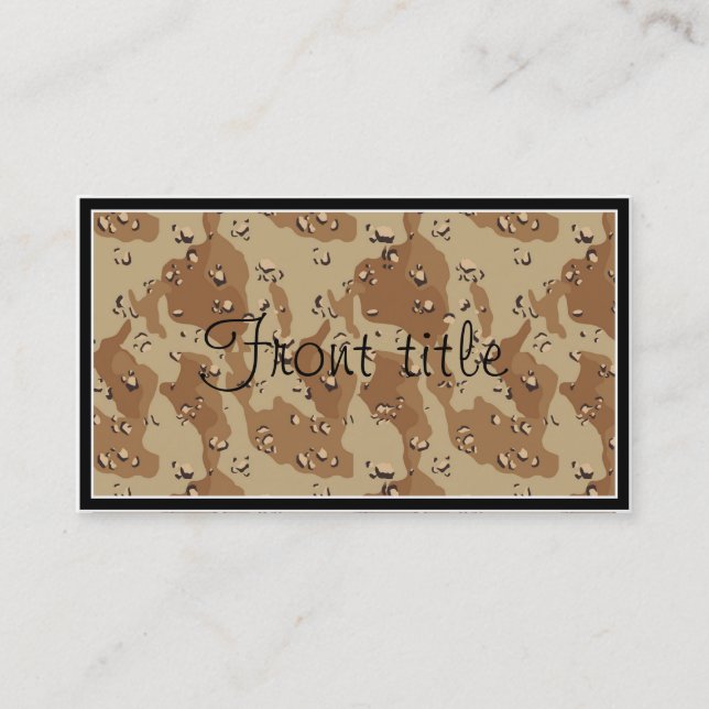 Desert Camouflage Background Template Business Card (Front)