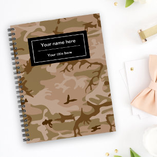Desert Camouflage, Brown Camo, Military, Army Notebook