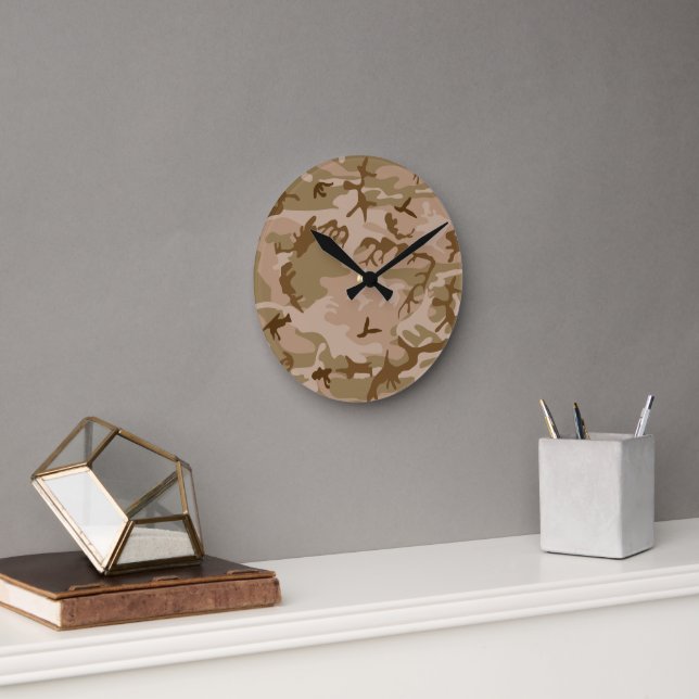 Desert Camouflage Pattern, Military Pattern, Army Round Clock (Office)