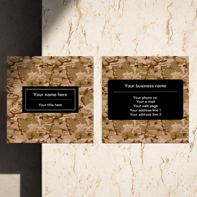 Desert Camouflage Pattern, Military Pattern, Army Square Business Card (Creator Uploaded)