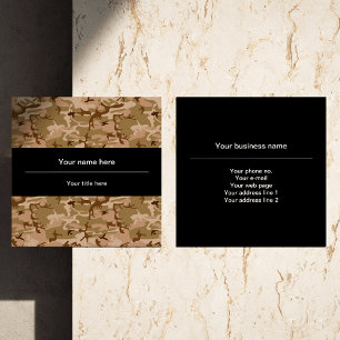 Desert Camouflage Pattern, Military Pattern, Army Square Business Card