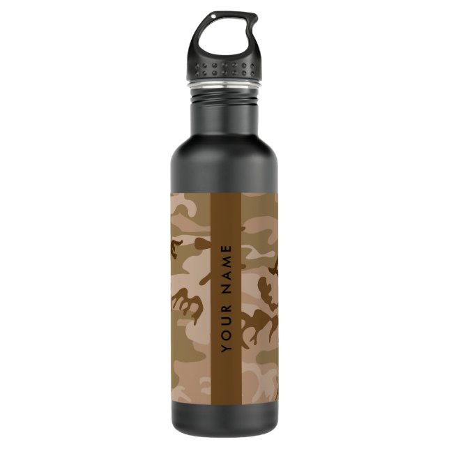 Desert Camouflage Pattern, Your name, Personalize 710 Ml Water Bottle (Front)