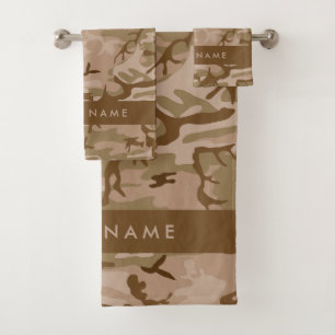 Desert Camouflage Pattern, Your name, Personalize Bath Towel Set