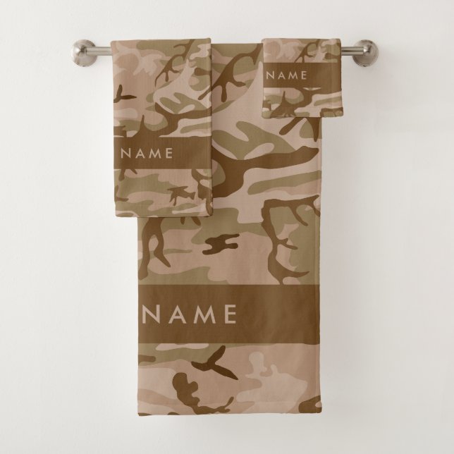 Desert Camouflage Pattern, Your name, Personalize Bath Towel Set (Insitu)