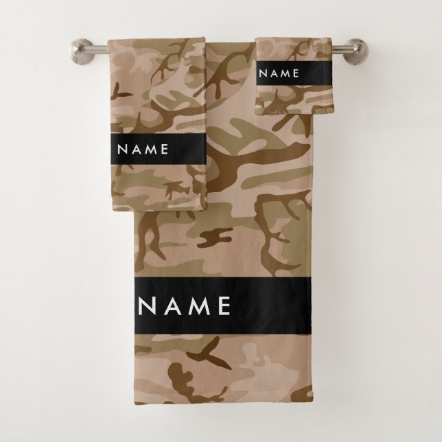 Desert Camouflage Pattern, Your name, Personalize Bath Towel Set (Insitu)