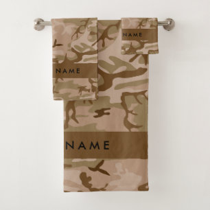 Desert Camouflage Pattern, Your name, Personalize Bath Towel Set