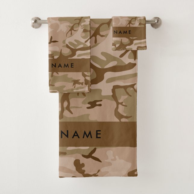 Desert Camouflage Pattern, Your name, Personalize Bath Towel Set (Insitu)