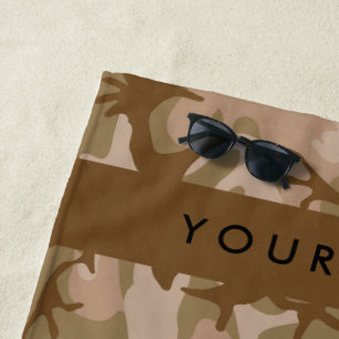 Desert Camouflage Pattern, Your name, Personalize Beach Towel