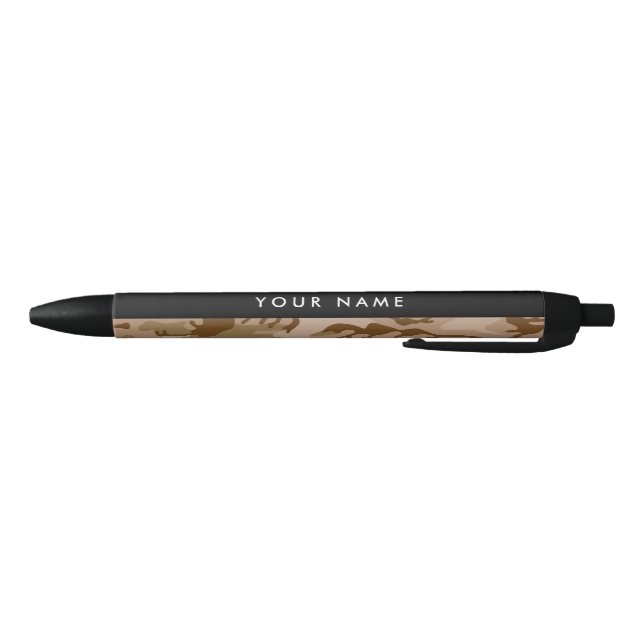 Desert Camouflage Pattern, Your name, Personalize Black Ink Pen (Bottom)