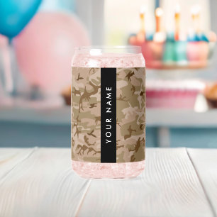 Desert Camouflage Pattern, Your name, Personalize Can Glass