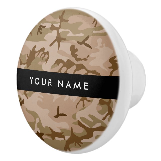 Desert Camouflage Pattern, Your name, Personalize Ceramic Knob (Right)