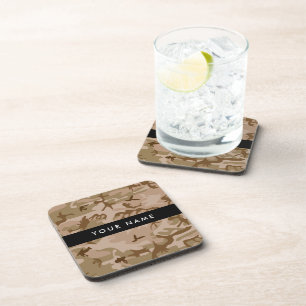 Desert Camouflage Pattern, Your name, Personalize Coaster