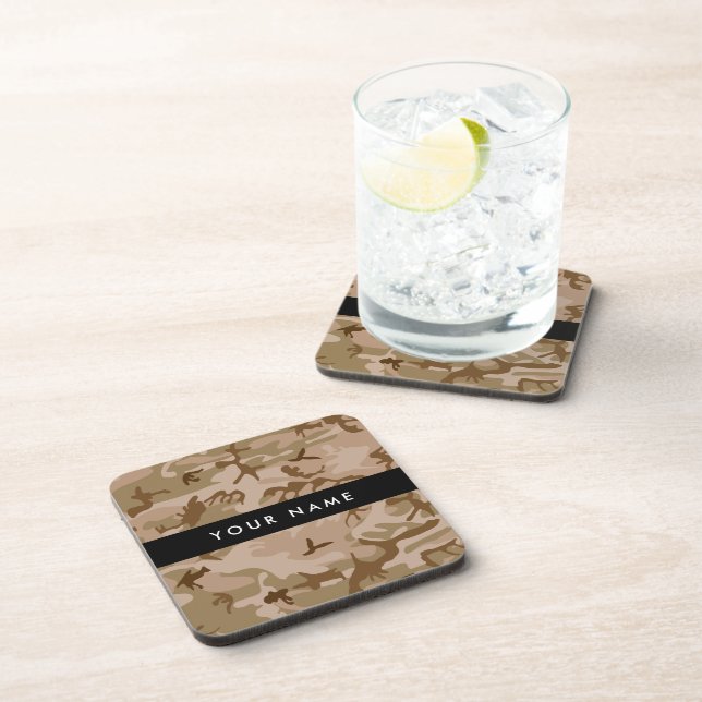 Desert Camouflage Pattern, Your name, Personalize Coaster (Right Side)