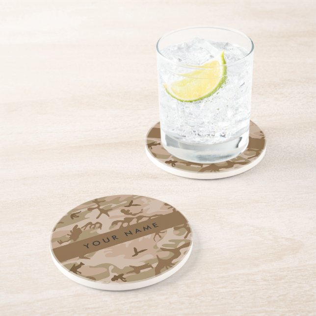 Desert Camouflage Pattern, Your name, Personalize Coaster (Side)