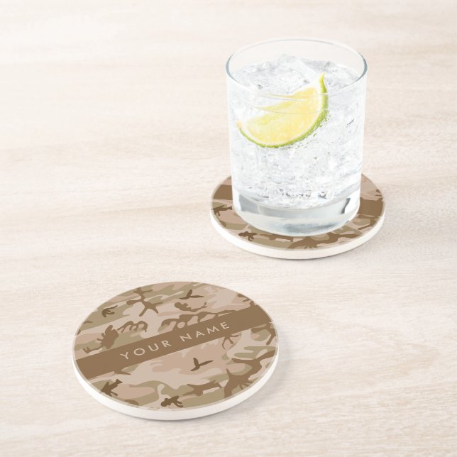Desert Camouflage Pattern, Your name, Personalize Coaster (Side)