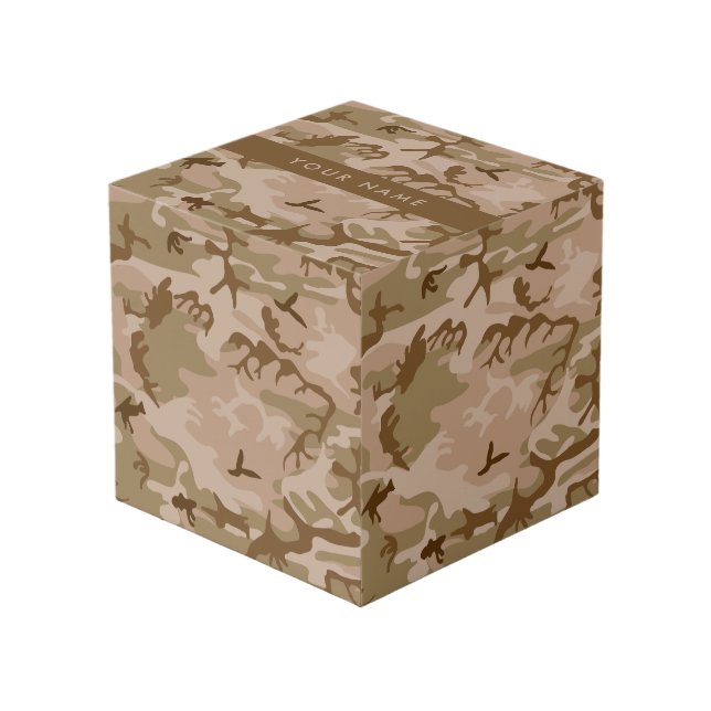 Desert Camouflage Pattern, Your name, Personalize Cube (Front Angled)