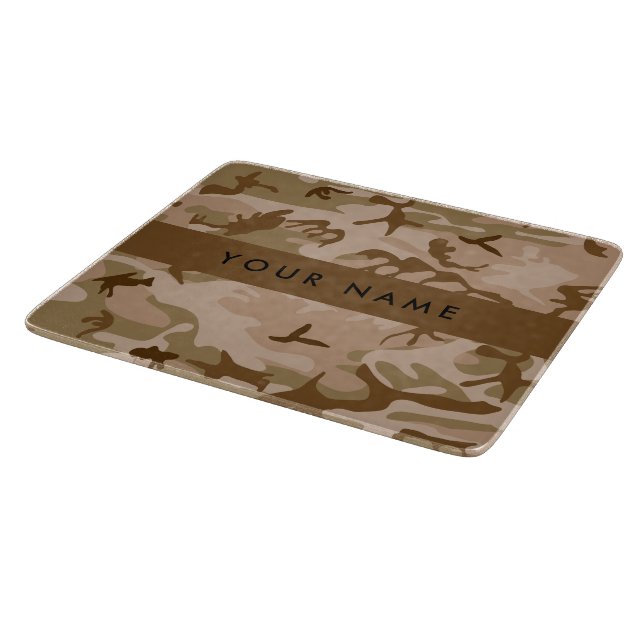 Desert Camouflage Pattern, Your name, Personalize Cutting Board (Corner)