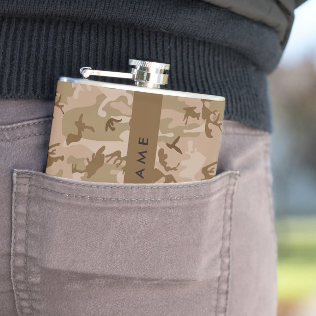 Desert Camouflage Pattern, Your name, Personalize Hip Flask (In Situ)