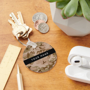 Desert Camouflage Pattern, Your name, Personalize Keychain