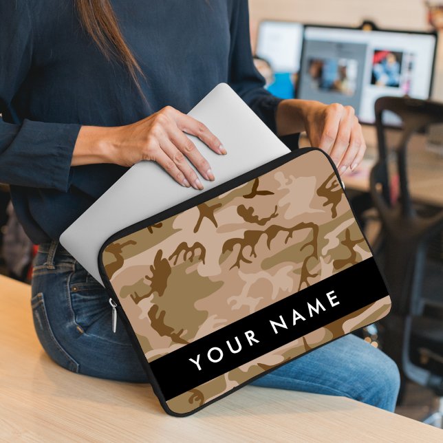 Desert Camouflage Pattern, Your name, Personalize Laptop Sleeve (Creator Uploaded)