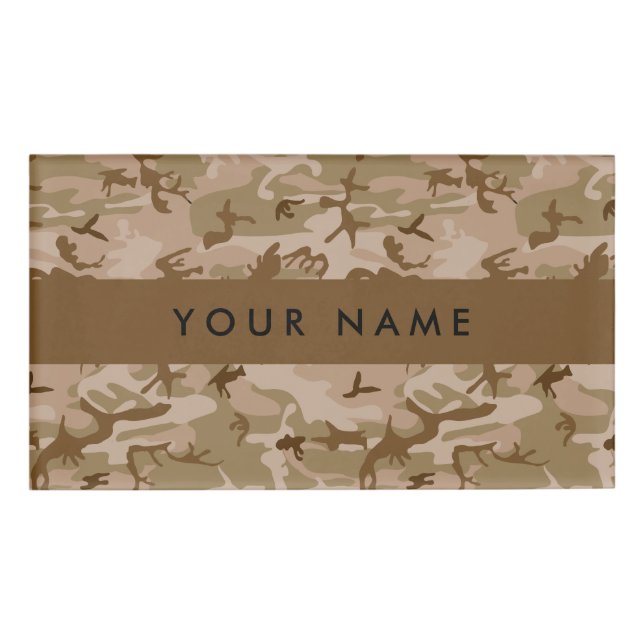 Desert Camouflage Pattern, Your name, Personalize Name Tag (Front)