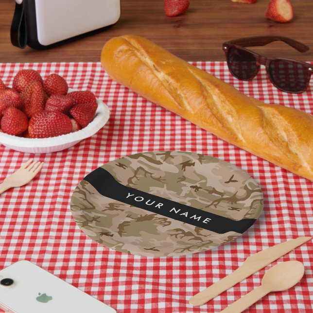 Desert Camouflage Pattern, Your name, Personalize Paper Plate (Picnic)