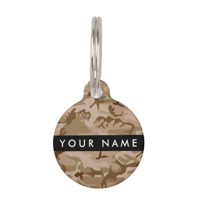 Desert Camouflage Pattern, Your name, Personalize Pet Tag (Front)