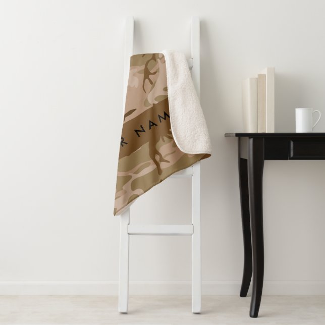 Desert Camouflage Pattern, Your name, Personalize Sherpa Blanket (In Situ)