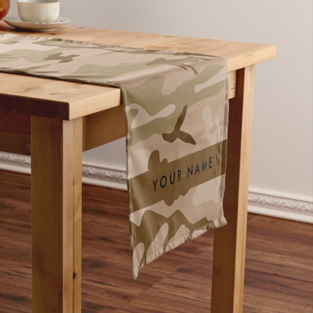 Desert Camouflage Pattern, Your name, Personalize Short Table Runner (In Situ)