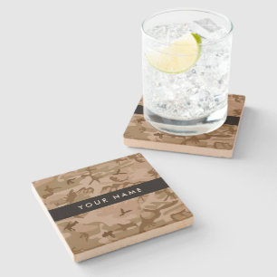 Desert Camouflage Pattern, Your name, Personalize Stone Coaster