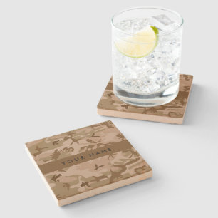 Desert Camouflage Pattern, Your name, Personalize Stone Coaster