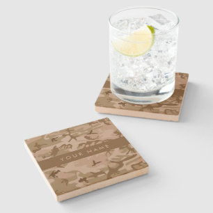 Desert Camouflage Pattern, Your name, Personalize Stone Coaster