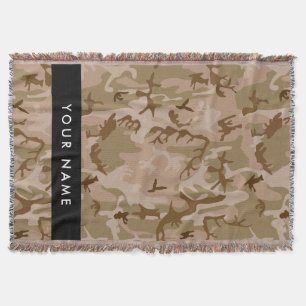 Desert Camouflage Pattern, Your name, Personalize Throw Blanket