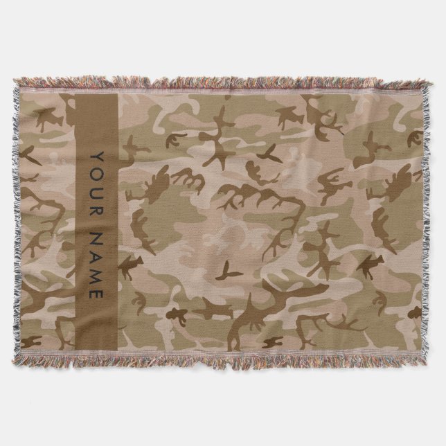 Desert Camouflage Pattern, Your name, Personalize Throw Blanket (Front)
