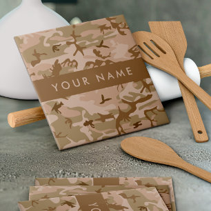 Desert Camouflage Pattern, Your name, Personalize Tile