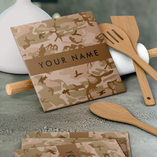 Desert Camouflage Pattern, Your name, Personalize Tile
