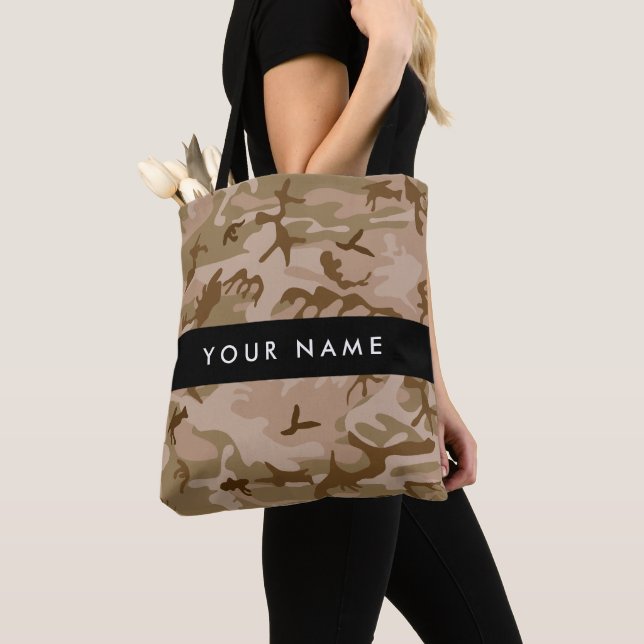 Desert Camouflage Pattern, Your name, Personalize Tote Bag (Close Up)
