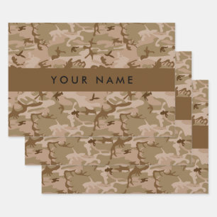 Desert Camouflage Pattern, Your name, Personalize Wrapping Paper Sheet