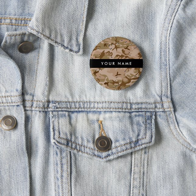 Desert Camouflage Pebbles, Your name, Personalize 2 Inch Round Button (In Situ)