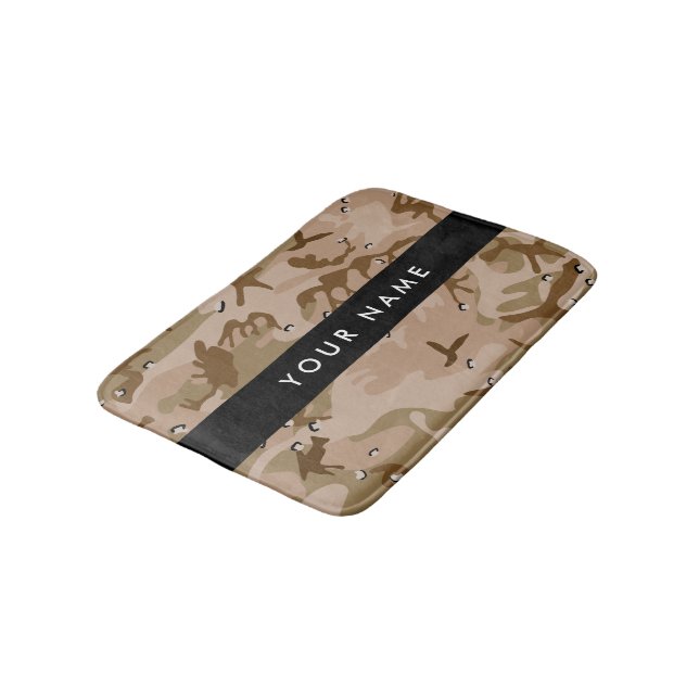 Desert Camouflage Pebbles, Your name, Personalize Bath Mat (Angled)