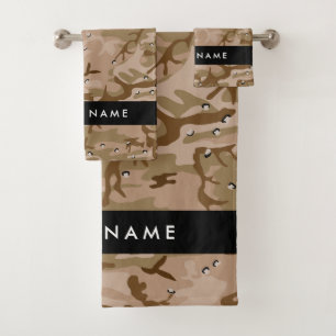 Desert Camouflage Pebbles, Your name, Personalize Bath Towel Set