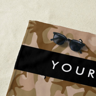 Desert Camouflage Pebbles, Your name, Personalize Beach Towel