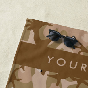 Desert Camouflage Pebbles, Your name, Personalize Beach Towel